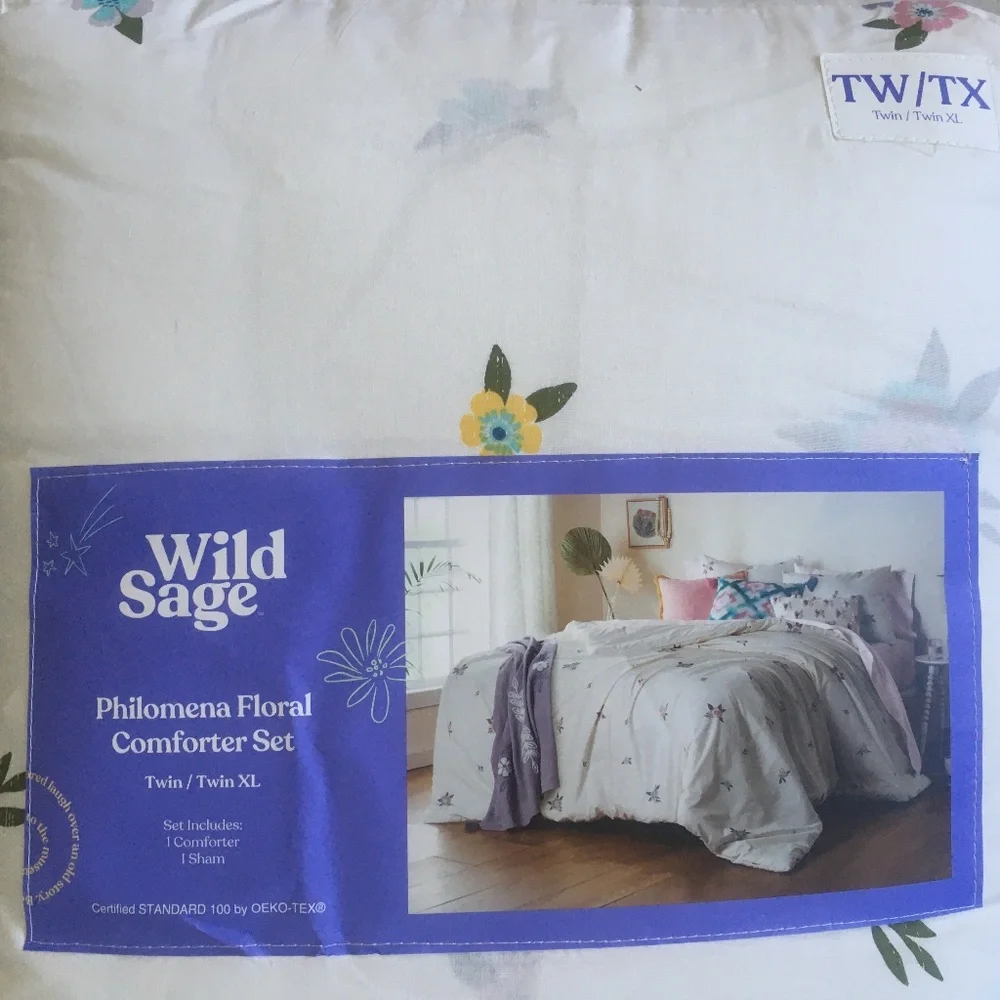 brand new Wild Sage Philomena Twin XL Comforter and 1 Standard Pillow Sham